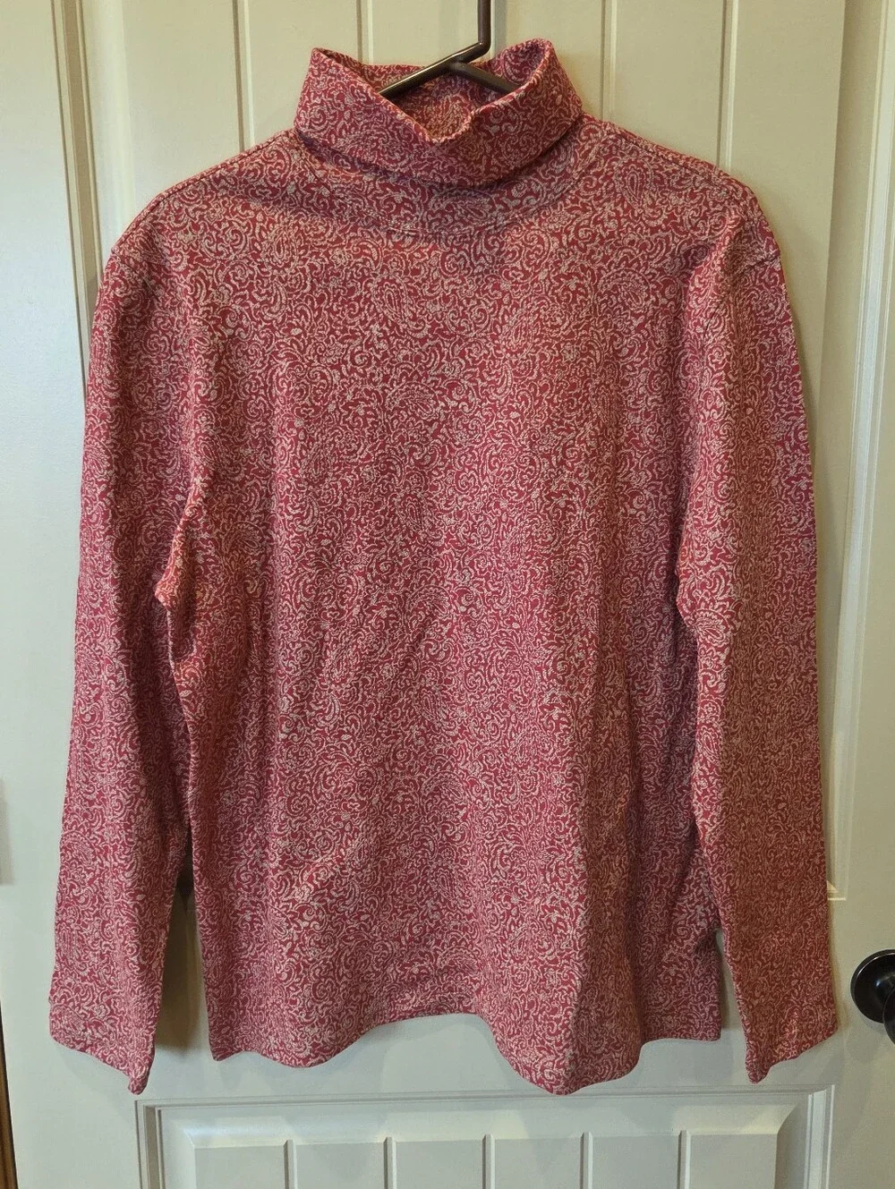 Vintage Red Paisley Mock Neck Top XXL Grandmacore Cottagecore Holiday